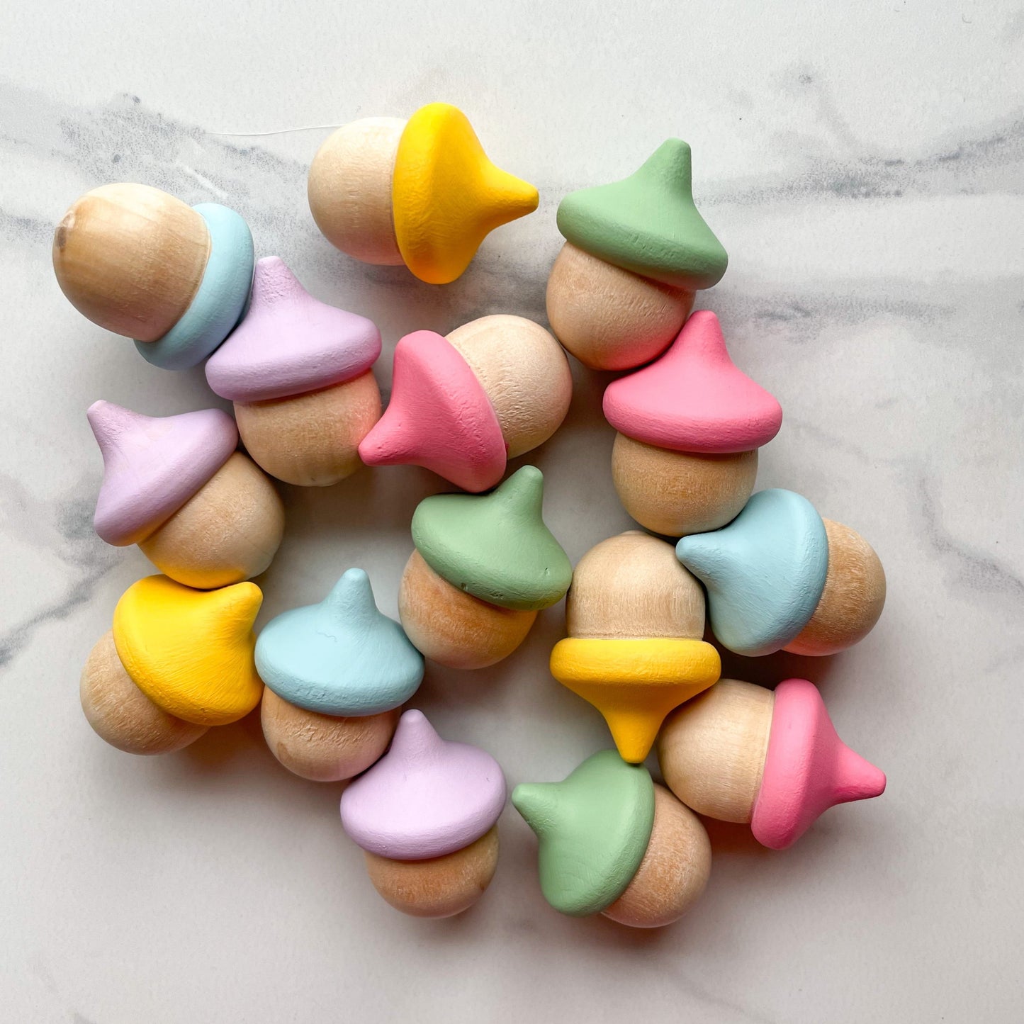 pastel wooden acorns